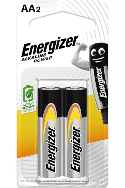 Energizer بطاريات قلوية E91 صغيرة AA عبوة من قطعتين 1.5 فولت