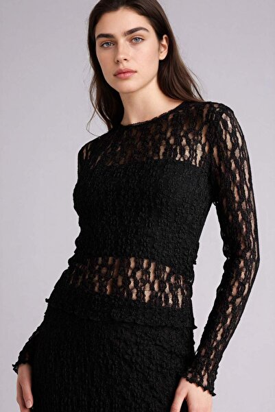 DeFacto Fitted Crew Neck Lace Long Sleeve T-Shirt G8520Ax26Sp