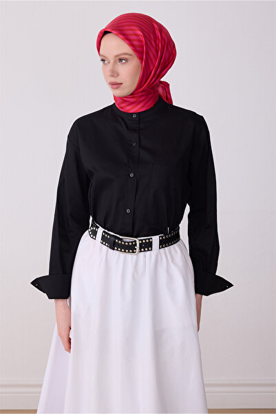 Belli Eșarfă roz cu model geometric, 100% mătase twill 4325-57