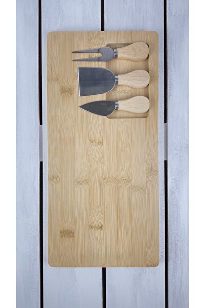 Tezyinat Wood Bamboo Cheese Presentation Stand with 3 Blades