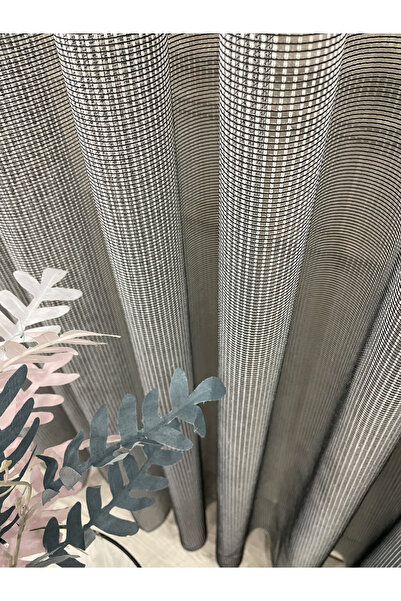 Brillant Gri- Siyah File Kırışmaz SIK 1/3 Pile Tül Perde