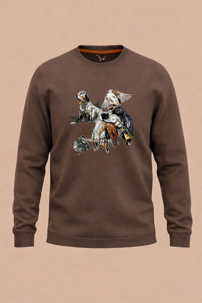 WİDİ Hanorac de iarnă pentru vânătoare, cu imprimeu Setter Englez, croială no...