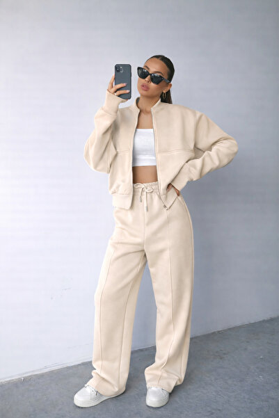 BayBayan Ženska jakna bomber sa tri pruge i patentnim zatvaračem, komplet tre...