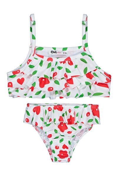 Civil Girls Kız Çocuk Mayo 2-12 Yaş - Ekru 10-11 Yaş