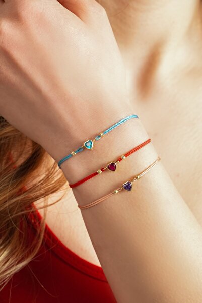 Kolyecik 14 Ayar Altın İpli Kalp Bileklik