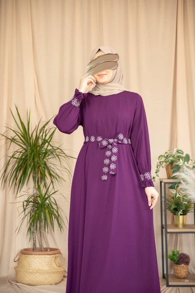 Nissra فستان أنكانور من قماش بيتيك مع أكمام وحزام ديزي مطرز مقاس 150 سم ANKA2...