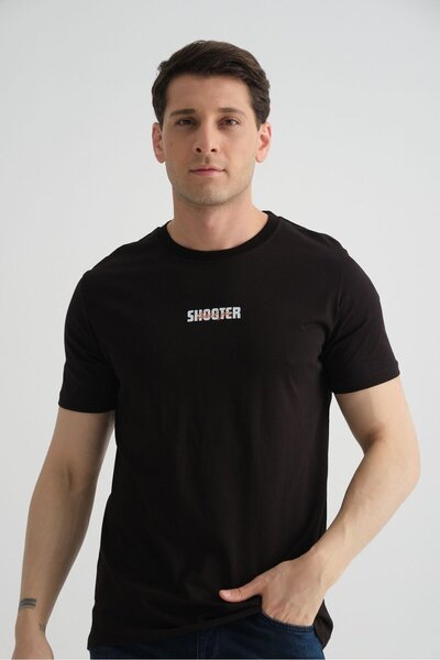 Shooter Sportswear Black Minimal Printed Cotton Fabric Standard Fit Baby Blue...