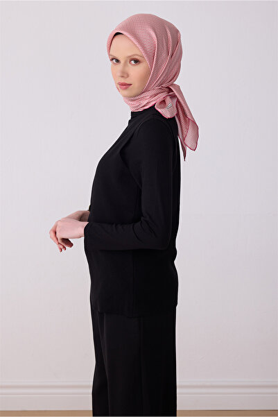 Belli Eșarfă roz cu model monogramă, 100% mătase twill 4321-80