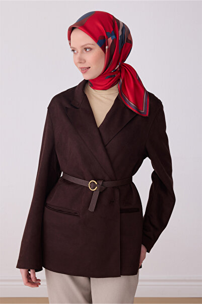 Belli Eșarfă din mătase twill 100% cu model floral roșu 4303-81