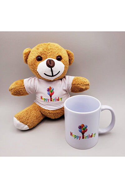 ZS DEMİR Happy Birthday T-Shirt Teddy Bear and Mug Set