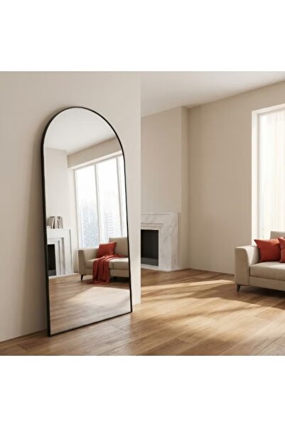 Mtanvxay Mirror 80x180cm Modern Arched Iron Frame, Round Corner, Freestanding...