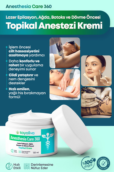 Tayaliva Anesthesia Care 360 - Topikal Anestezi Kremi Lazer Epilasyon, Ağda, ...