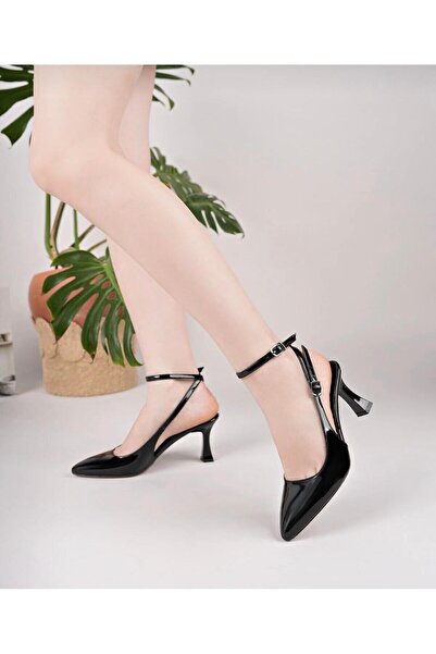 mersin md tekstil Women's Classic Patent Leather Stylish High-Heeled Shoes