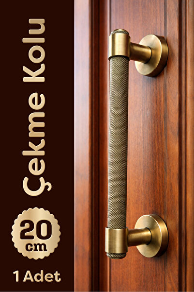 Badem10 (1 Adet) Antik Sarı Metalik Büyük Kapı Çekme Kolu 25 Cm Dış Mekan Cam...