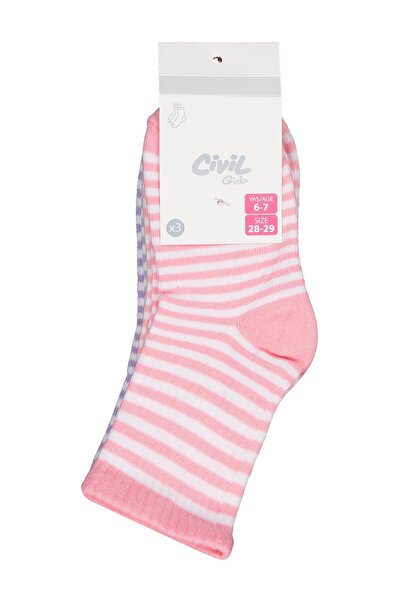 Civil Girls Раирани 3-пакетни чорапи за момичета на възраст 2-12 години - ста...