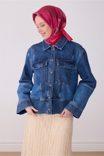 Belli Eșarfă din mătase twill 100% cu model floral roz 4306-30