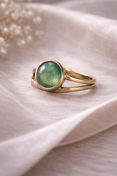 doublemax Aventurine Green Quartz Natural Stone Ring