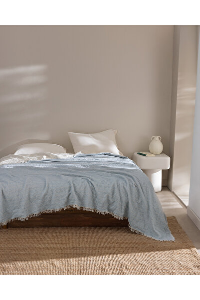 Madame Coco Bradley Double Cotton Bedspread - Light Blue