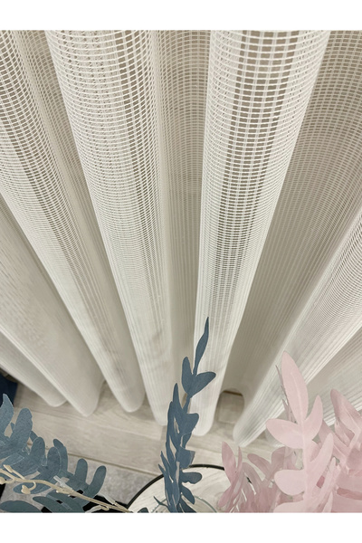 Brillant Ekru - Kırık Beyaz File Kırışmaz SIK 1/3 Pile Tül Perde