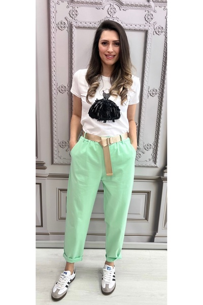 OnlyForYou Tapered pants made of elastic cotton and belt included