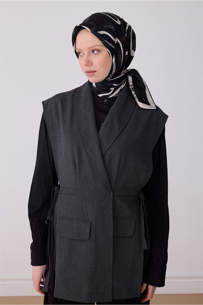 Belli Μαύρο αφηρημένο σχέδιο 100% μεταξωτό μαντήλι τουίλ 4309-01