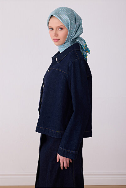 Belli Eșarfă albastru deschis cu model clasic, 100% mătase twill 4326-54