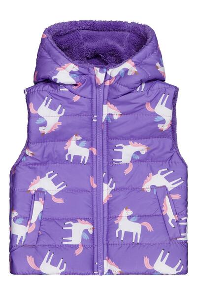 Civil Girls Unicorn Baskılı 2-5 Yaş Yelek - Lila 5-6 Yaş
