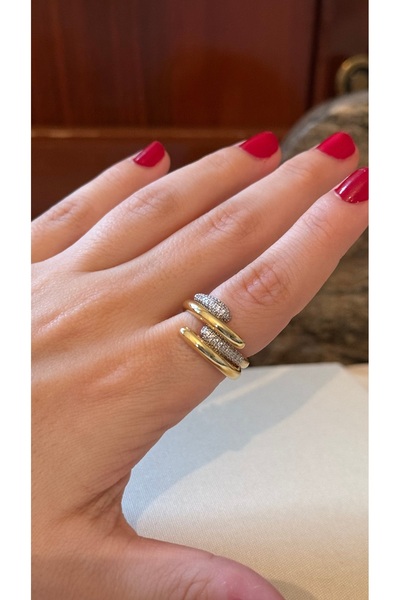 Muse Sister خاتم حلزوني مزدوج اللون (استخدام مزدوج)