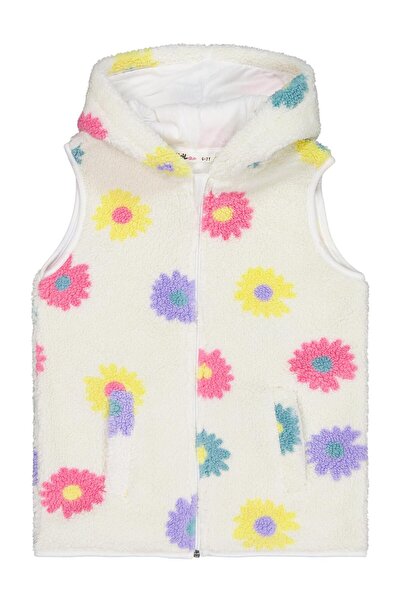 Civil Girls Γιλέκο με σχέδια λουλουδιών για 6-9 ετών - Εκρού για 6-7 ετών