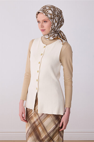 Belli Eșarfă din mătase twill 100% cu model clasic camel 4328-03