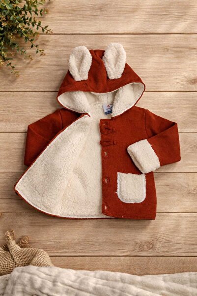 a baby Kuzu Lined Steel Knitted Cardigan