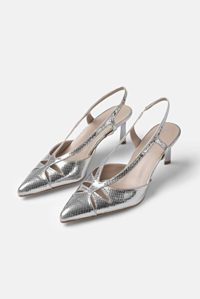 Mio Gusto Jolly Silver Color Women's Heeled Shoes
