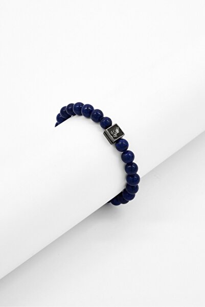 Kitsuné Men Glass Beaded Stretch Bracelet, Navy