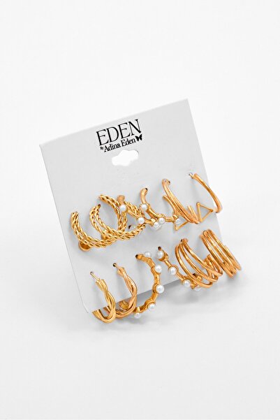 EDEN by Adina Women 9 Pairs Fashionable Hoop and Crystal Pearl Stud Earrings ...