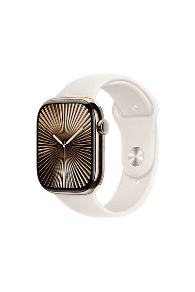 Apple Watch Series 10 GPS + Cellular 46mm Gold Titanium Case with Starlight S...