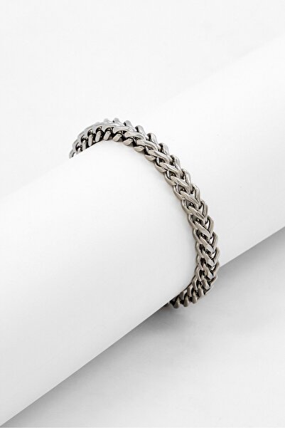 Police Men Stainless Steel Shinny Chain Bracelet, Silver