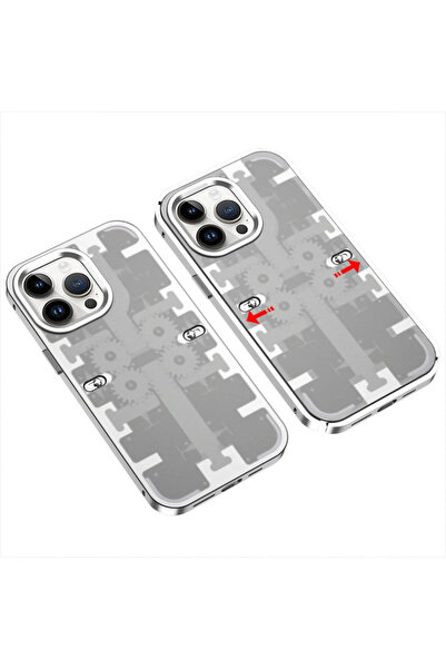 NewFace KRYBCTH iPhone 14 Pro Max Kılıf Mekanik Bumper Kapak (112628) - Gümüş