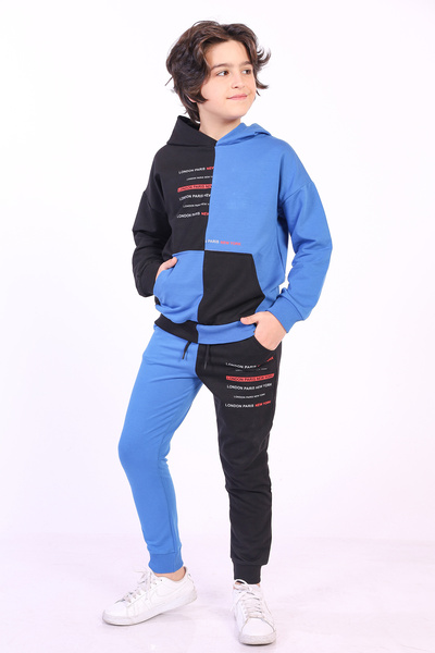 Toontoy طقم مكون من قطعتين للأولاد: سويت شيرت بطبعة وجيوب وقلنسوة، وبنطلون ري...