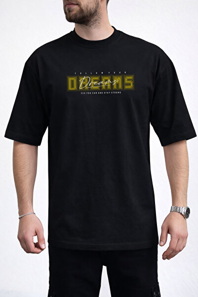 caddekombin Ανδρικό μπλουζάκι με στάμπα Follow Your Dreams και λαιμόκοψη Crew...