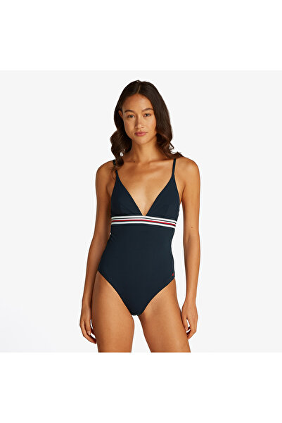 Tommy Hilfiger Triangle One Piece Kadın Lacivert Mayo