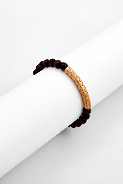 Police Men Beaded Fashionable Bracelet, Brown