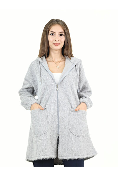 BETES Women's Hooded Zippered Long Jacket with Pockets