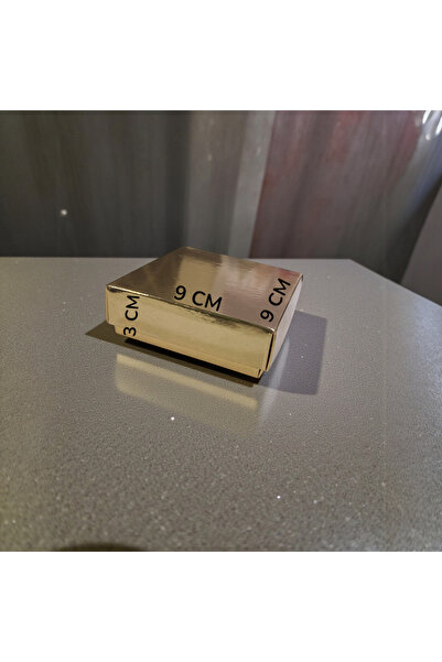 KUTU ALTIN GOLD METALİZE KAPLAMALI 9 X 9 X 3 BOYUTLU DÜĞÜN NİŞAN KINA HEDİYELİK KUTU 50 ADET