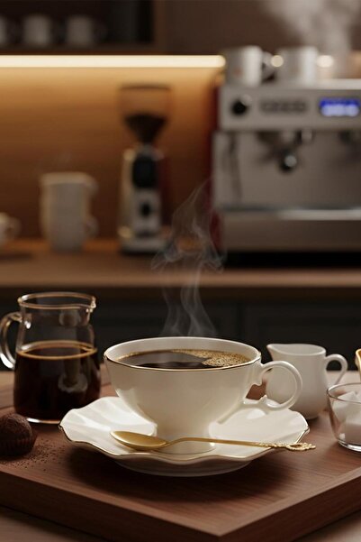 İpek Porselen Yaldızlı Bone Porselen 6 Kişilik Çay Takımı