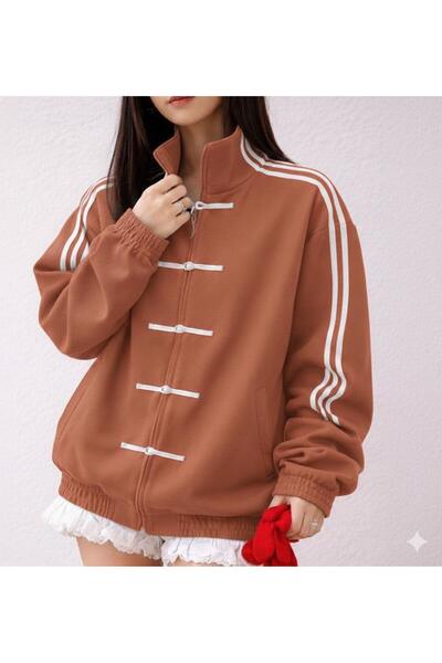 ARS Butik Retro Side Stripe and Tie Button Detail Seasonal Jacket