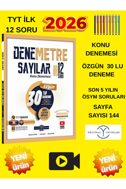 Orijinal Yayınları Denemetre TYT Sayılar İlk 12 Konu 30'lu Deneme - Son 5 Yıl...