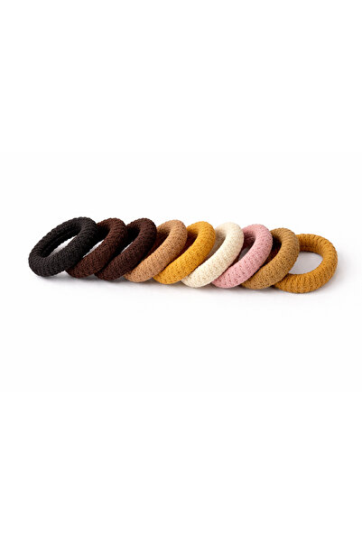 KRAFTELLA Set of 9 Thick Knitted Rubber Hair Clips – Mixed Brown & Earth Tone...
