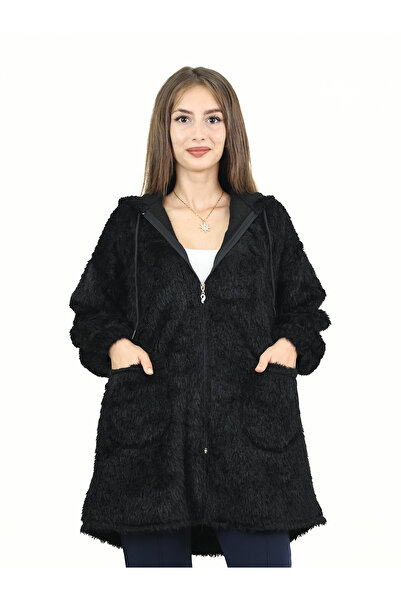 BETES Women's Hooded Zippered Long Jacket with Pockets
