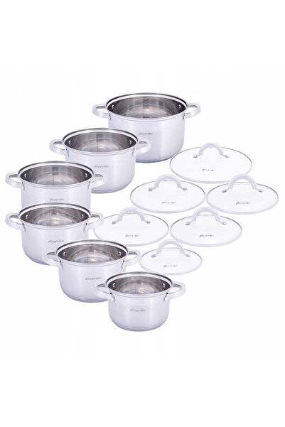 Kamille Stainless steel pot set 12 elements Kamille, 1L-6.5L, induction, Stai...