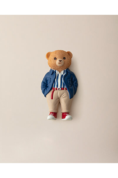 Madame Coco Simon Bear Magnet - Lacivert/Bej - 4x8 cm